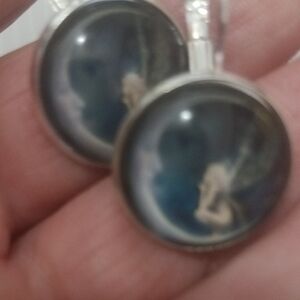 Elegant Silver Fairy Pendant Earrings